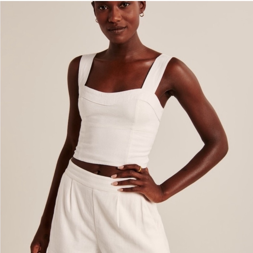 Abercrombie Linen Blend Crop Corset Tank